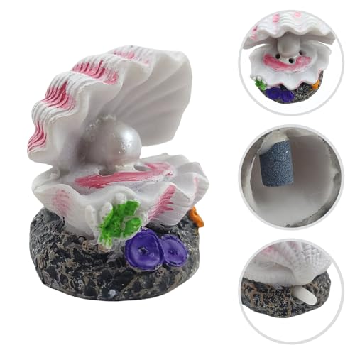 Aquarium Shell Decor Air Bubble Stone with Air Stone Bubbler Volcano Ornament Mini Cute Undersea Clam Pearl Ornaments for Fish Shrimp Crab Betta Tank