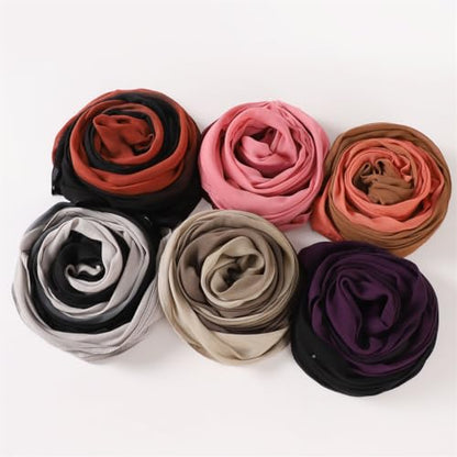Premium Ombre Viscose Hijab Scarf for Women Muslim Lightweight Gradient Color Shade Hair Wraps Long Hijabs Scarves - color: Black 1#