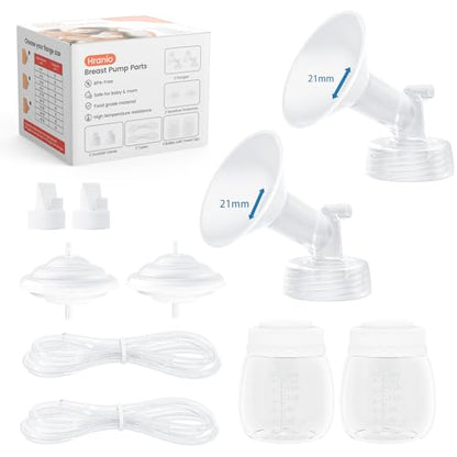 Hranio Breast Pump Parts Compatible with Spectra Replacement Pump Parts 21mm Flange, Spectra Pump Parts S1 S2 Replacements Full Set 2 Set (Full SET-21MM) - size: FULL SET-21MM