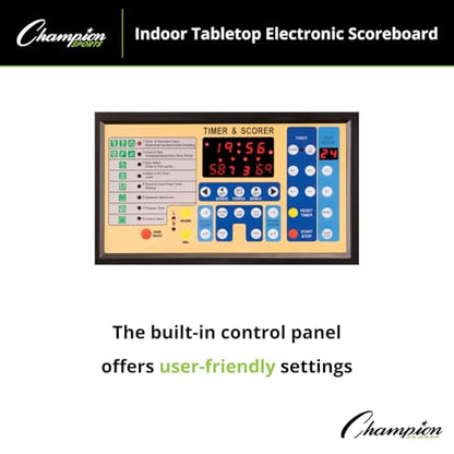 Champion Sports Electronic Scoreboard, Multi-Sport Tabletop Indoor, 24" L x 16" H x 10" D, Black, (Model: T90)