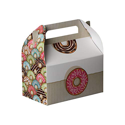 Hammont Paper Treat Boxes - (10 Pack) - Party Favors Treat Container Cookie Boxes Cute Designs Perfect for Parties and Celebrations 6.25" x 3.75" x 3.5" (Sweet Donuts) - color: Sweet Donuts