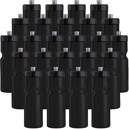 50 Strong | Bulk Water Bottles, 24-Pack, 22 oz, Sports Squeeze, Black - color: Black