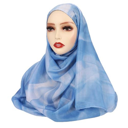 ZGMYC Watercolour Floral Printed Hijab Scarf for Women Soft Modal Cotton Instant Hijab Head Wraps Shawls Long Scarves - color: Color 20