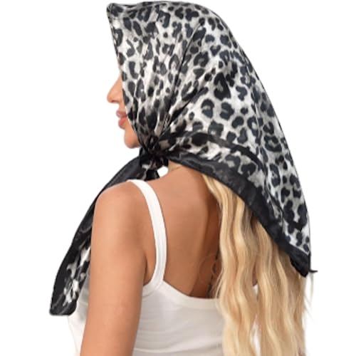 Head Scarf Hair Neck Scarves for Women Purse Bag Scarfs for Handbag Silky Satin Square Headscarf Fashion Hair Bandanas - color: Black