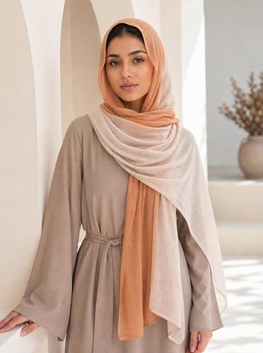 Modal Feel Hijab Scarf for Women, Lightweight Ombre Dual Color - color: 4#yellowbeige