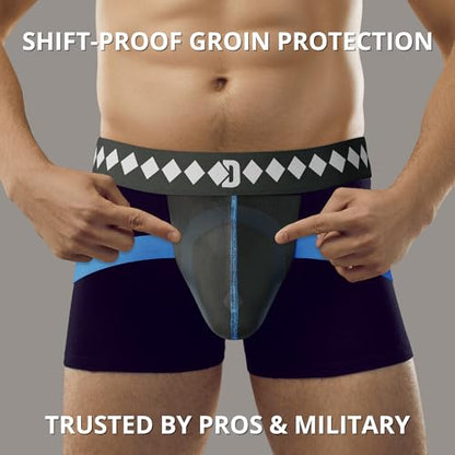Diamond MMA Four-Strap Jock Strap Supporter with Built-in Athletic Cup Pocket for Sports - size: X-Large
