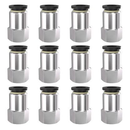 1/4" Tube OD to 1/4" NPT Thread Push to Connect Fittings,Pneumatic Quick Air Hose Fittings,Female Straight,PCF-1/4-N2(12pcs) - color: Black PCF, size: 1/4"OD x 1/4"NPT