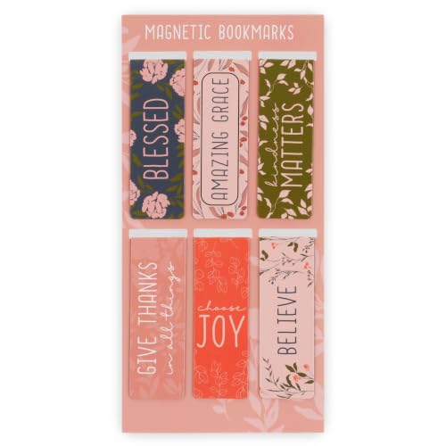 With Love Magnetic Bookmarks: Blessed (Bookmark Set of 6) | Gifts for Book Lovers, Women, Teachers, Students, Page Markers for Books & Bibles, Fridge Magnets, Faith Based, Floral, Pink - color: Blessed Joy (Set/6, Sm)