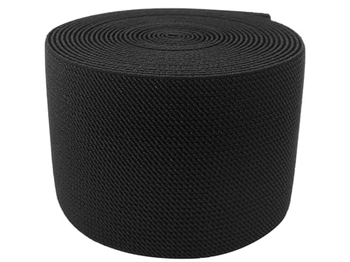 Black Wide Knit Elastic Band for Sewing 3 inch 5yards Double-Side Twill Woven Elastic Heavy Stretch Elastic Spool Band for Pants Waist-Wigs-Skirts-Craft-DIY Projects - color: Black