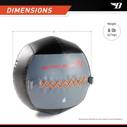 Bionic Body Soft Medicine Ball Weighted Slam Wall Ball for Cardio Workout and Core Training – Ideal for Squat, Lunge, and Partner Toss - style: 6LB
