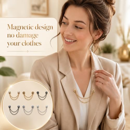 12Pcs Magnetic Clothing Clips with Chain Magnet Clothing Pin Button