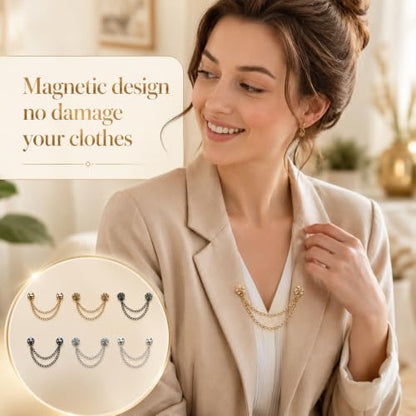 12Pcs Magnetic Clothing Clips with Chain Magnet Clothing Pin Button
