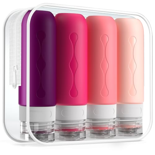 Gemice Travel Bottles for Toiletries, Tsa Approved, Travel Size Containers, BPA Free Leak Proof Tubs Refillable Liquid Accessories for Cometic Shampoo and Lotion Soap - color: Rose Red, size: 3 Ounces