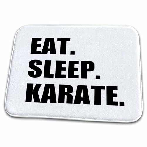 3dRose Bathroom Bath Rug Mat - Eat Sleep Karate - Martial Art Enthusiast Gift - Black Text Typography Eat Sleep Series