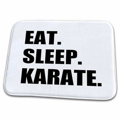 3dRose Bathroom Bath Rug Mat - Eat Sleep Karate - Martial Art Enthusiast Gift - Black Text Typography Eat Sleep Series