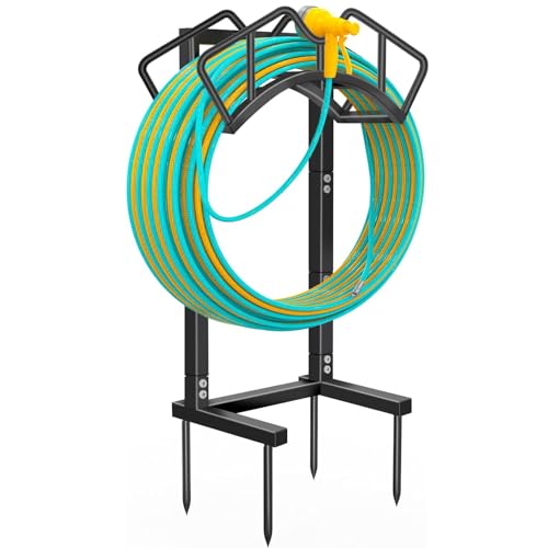 Qatsrin Super Stable Garden Hose Holder, Water Hose Reel holds 160ft, Black | Freestanding Water Hose Storage Hanger, Detachable Hose Stand Box for Outside Yard Lawn Farm - color: Black