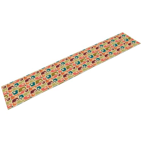 Mid Century Modern Table Runner,Abstract Aesthetic Geometric Mid Century Retro Modern Patterns Printed Linen Table Runner for Kitchen Dining Room Holiday 13x36 Inch - color: Mid Century-1, size: 13x36 Inch