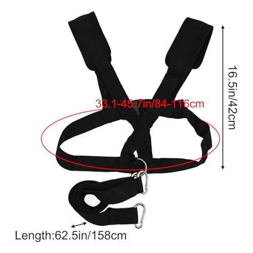 Sled Harness for Exercise, Adjustable Nylon Running Resistance Training Vest with Shoulder Pads for Football Basketball Strength Building, Black