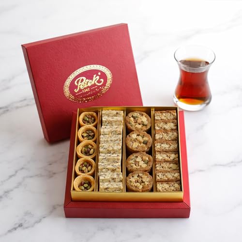 Petek Turkish Baklava Gift Box, 26 Piece Baklava Pastry with Honey, Pistachio & Walnut Assortment, Premium Turkish Snacks, Bakery & Dessert Gifts for Holidays, Ramadan, Birthdays & Special Occasions