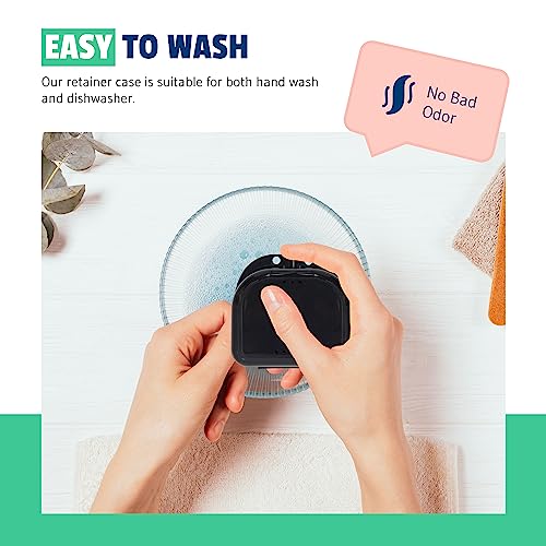 Retainer Case - Pack of 2 Black with Accessories - Odorless Mouth Guard Case-Retainer Holder-Ventilated, Durable Night Guard Case for Carrying and Protecting Braces,Dentures & Aligners