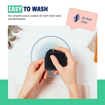 Retainer Case - Pack of 2 Black with Accessories - Odorless Mouth Guard Case-Retainer Holder-Ventilated, Durable Night Guard Case for Carrying and Protecting Braces,Dentures & Aligners