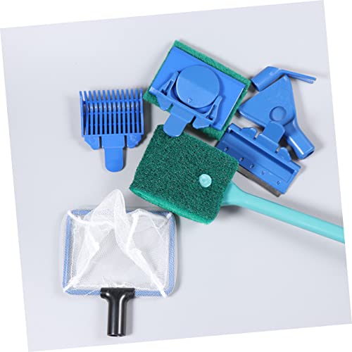 VICASKY Fish Tank Kit Aquarium Glass Tank Tools with Gravel Rake Scraper Plant Fork Sponge Brush and Net Aquatic Maintenance Green
