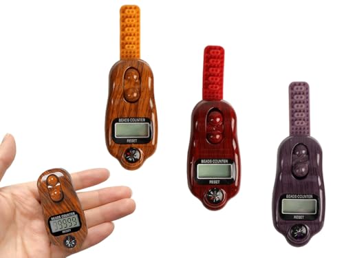 Anlising Digital Beads Counter, 3 Pieces Digital Tasbih Tally Counters, Digital-Counter with Compass, Resettable Finger Counter,Electronic Rotating Prayer Beads Counters,for Meditation,Muslim Prayer