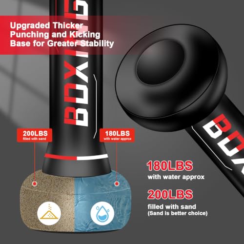 Freestanding Punching Bag for Adults,70" Heavy Duty Boxing Bag with Stand, Kickboxing and MMA Muay Thai Training Equipment for Men and Women Beginners - color: Red White Alphabet Pattern