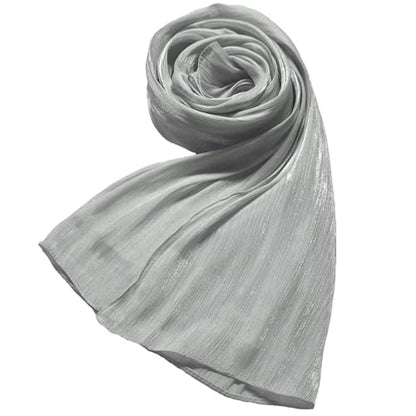 Women Premium Hijab Head Scarf Lightweight Shimmer Scarves Crepe Wedding Shawls and Wraps for Evening Dresses Shiny - color: Grey 8#