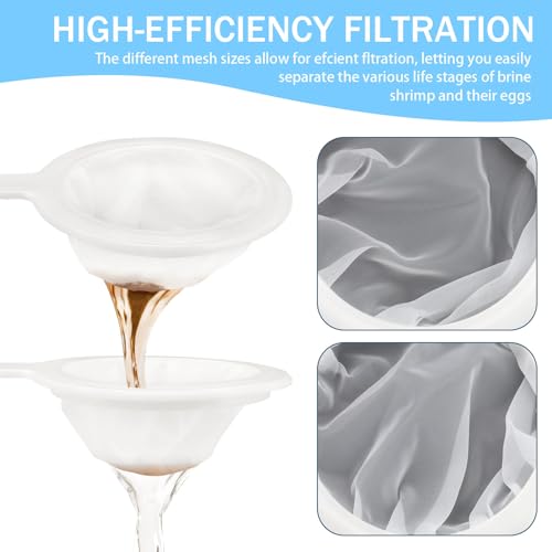Brine Shrimp Net Sieve 80 & 200 Mesh Kit for Hatchery, Small Fish Net for Fish Tank Aquarium with 5 Pipettes and 3 Storage Tubes, Dense Mesh with Handle Collecting Hatching Shrimp