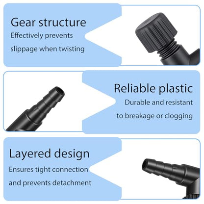 20 Pcs Aquarium Air Control Valves for 3/16" (4mm) ID Airline Tubing, Adjustable Black T Shaped Hose Connectors Single Way Plastic Air Flow Controllers Regulators Pump Accessories