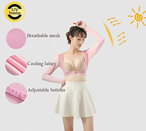 Women's Golf Cooling Shawl Outdoor Sun Protection Arm Sleeves - color: Pink, size: Small-Medium