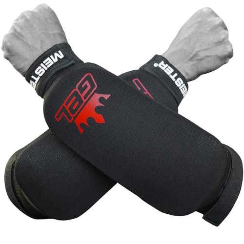 Meister MMA Elastic Cloth Forearm Guards w/Integrated Gel Padding (Pair) | Comfort-fit full arm protection, flexible impact padding for striking, blocking and other martial arts training - size: Large-X-Large