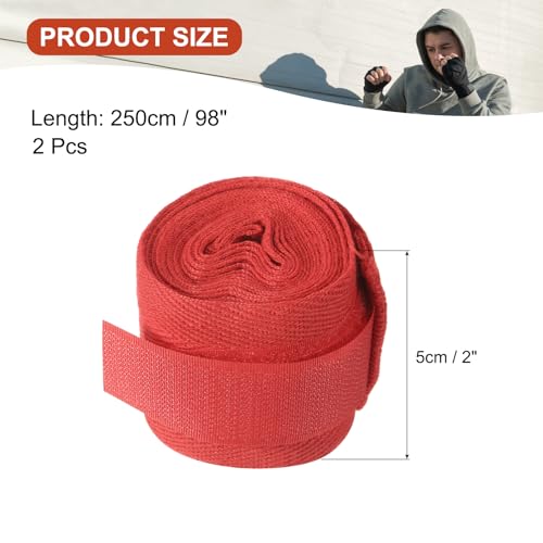 PATIKIL Boxing Hand Wraps, Elastic Boxing Wraps Cotton Fist Mitts Wrist Straps Protection for Muay Thai Martial Art - color: Red, size: 98 inch