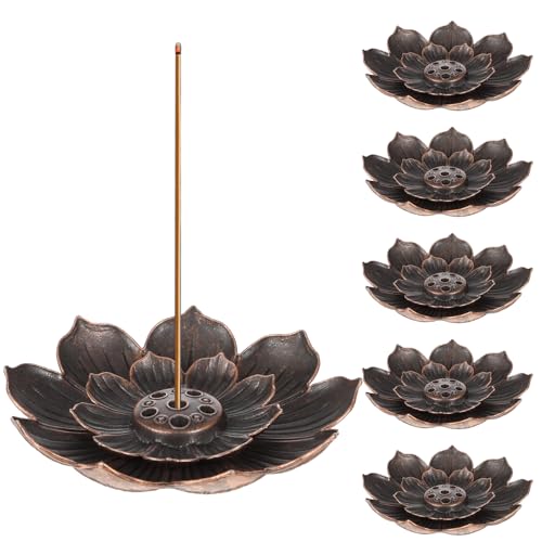 6 Pcs Incense Holder for Sticks, Lotus Insense Burner Holders with 6 Holes, Copper Lotus Incense Stick Holders for Home Fragrance Meditation Yoga Sauna SPA