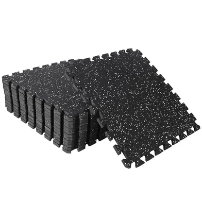 Garvee 0.56" Thick 48 Sq Ft Rubber Top Exercise Equipment Mats, 12 Tiles | High Density EVA Foam Interlocking Gym Flooring for Home Gym, Non-Slip Waterproof Workout Mat, 24x24in, Black/White - color: Black/White
