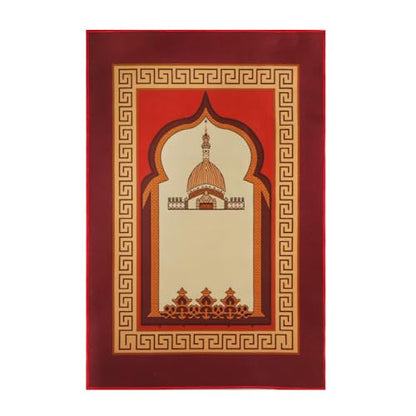 Muslim Prayer Rug Turkish Islamic Prayer Mat Thick Praying Carpet Janamaz Sajjadah Namaz Seccade Arabic Prayer Rug for Eid Ramadan - color: Red