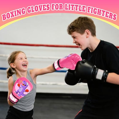 Kids Boxing Gloves for Boys & Girls, Youth Boxing Training Gloves for Kids Age 3 to 9 Years, 4OZ Training Sparring Gloves for Punching Bag Kickboxing Muay Thai MMA - color: Pink