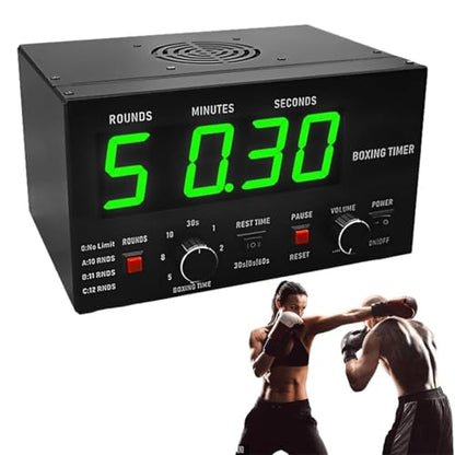 Professional Gym Timer with Led Display and Adjustable Sound Classic Boxing Interval Timer Selectable Training Time for Muay Thai (Green) - color: Green