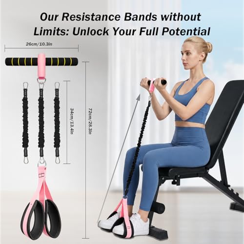 Pedal Resistance Bands with Handles, 3 Heavy Tube Adjustable Exercise Bands | Upgraded Resistance Fitness Band Set for Women and Men, Multifunction Exercise Equipment for Abdomen, Waist, Arm, Leg Workout