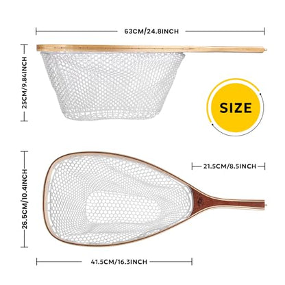 SF Fly Fishing Landing Net Soft Rubber Mesh Trout Net Catch and Release Net - style: Square Head Combo C
