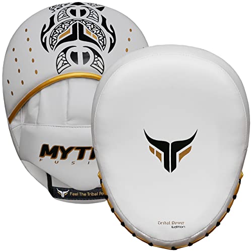 Mytra Fusion Boxing Pads - Focus Mitts MMA Muay Thai Boxing Mitts for Kickboxing Training and Martial Arts - color: White