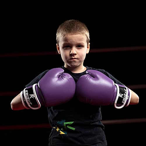 Kruzak Boxing Gloves for Kids 5-10 Years Training, Sparring, Kickboxing, Muay Thai, Martial Arts & MMA Fighting - Boys & Girls Punch Bag Mitts Training - color: Purple, size: 8 oz