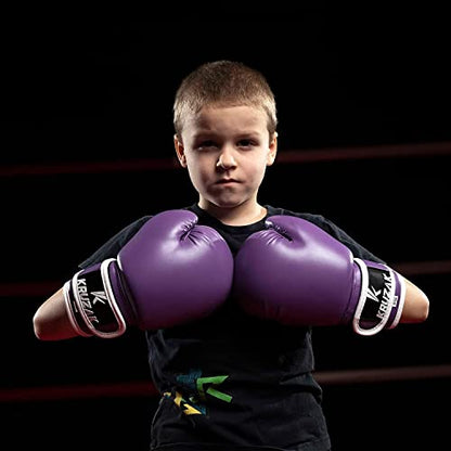 Kruzak Boxing Gloves for Kids 5-10 Years Training, Sparring, Kickboxing, Muay Thai, Martial Arts & MMA Fighting - Boys & Girls Punch Bag Mitts Training - color: Purple, size: 6 oz