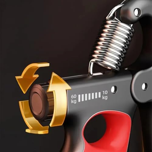 Auto-Count Grip Strengthener with Display, 5-100KG Adjustable Resistance, Red Forearm Trainer for Strength Building