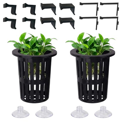 2Pcs Aquarium Plant Holder, Fish Tank Plant Holder for Hydroponic Growing, Plant Holder for Aquarium with Wall Mount Design, for Fish Tank Aquaponic Plant Cultivation and Aquascape Accessories
