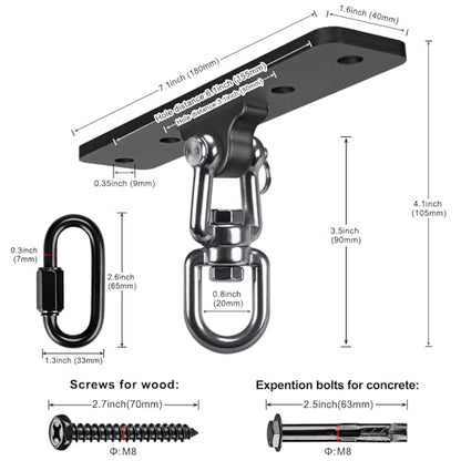 SELEWARE Boxing Punching Bag Hanger, Heavy Bag Hanger Bracket for Heavy Bag Boxing Muay Thai Training Hardware - color: 360° Swivel Hanger with Carabiner