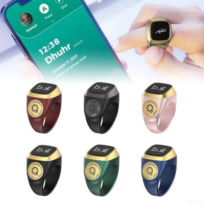 IQibla Smart for Zikr Ring with Digital Counter, Vibration Reminder, for OLED Display, 40mAh and Prayer Time Alerts for Muslims, Black(20mm pink) - size: 20mm pink