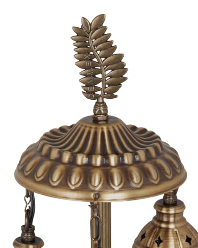 DEMMEX 3-Globe Turkish Moroccan Table Lamp, Tiffany Mosaic Glass Bedside Night Light, Handmade Colorful Mosaic Glass Globes & Antique Brass Finish Base, 21" H, Sky Blue & White - color: SkyBlue&White