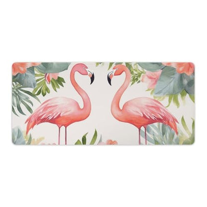 Large Size Gaming Mouse Pad Flamingos and Flowers Desk Mat Non-Slip Base Waterproof Desktop Writing Pad for Office Home - color: Flamingos and Flowers, size: 40x90cm